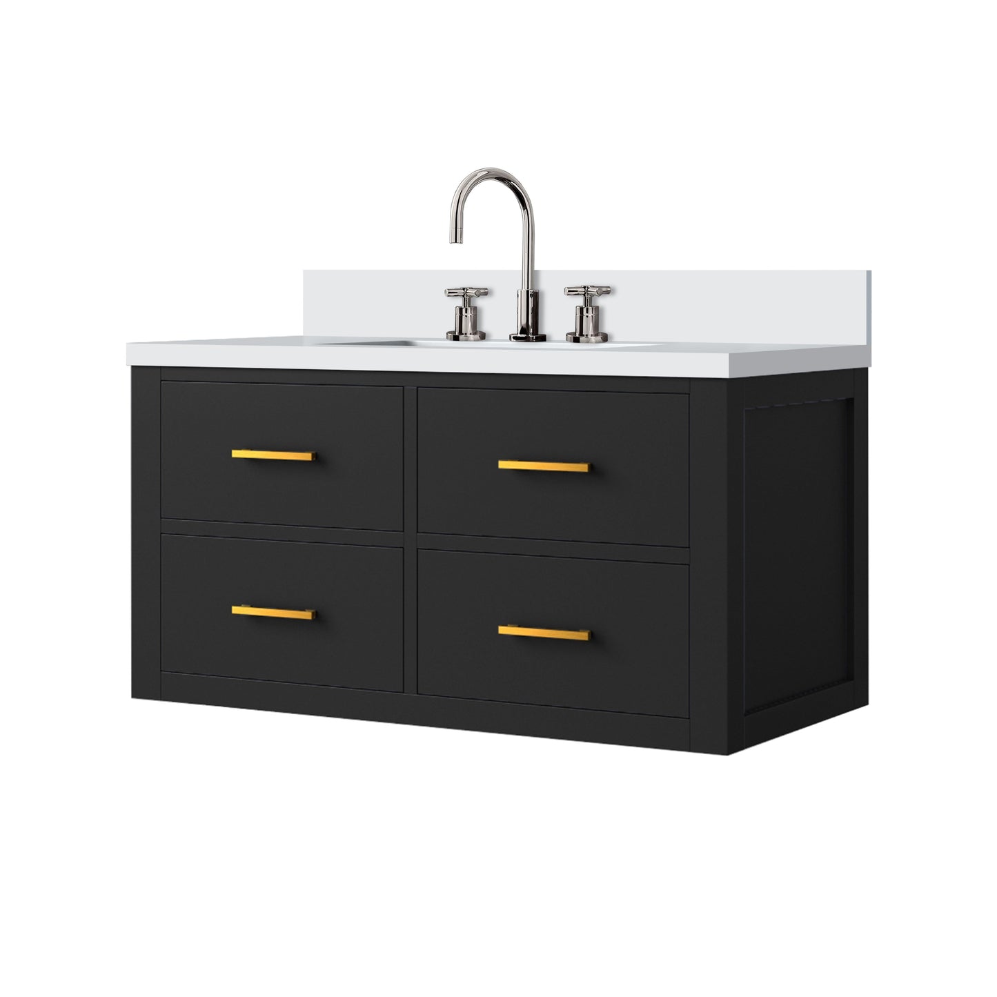 Castor 36 in W x 22 in D Black Double Bath Vanity