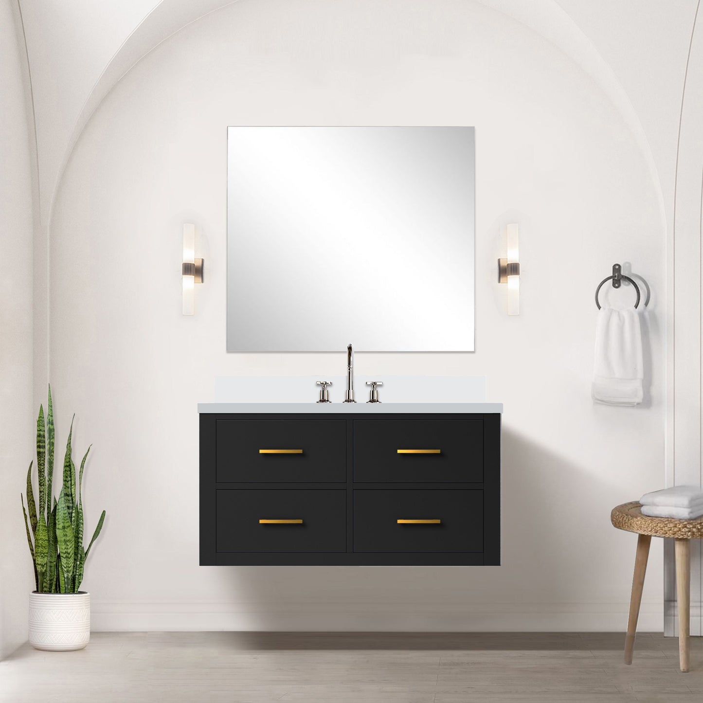 Castor 36 in W x 22 in D Black Double Bath Vanity