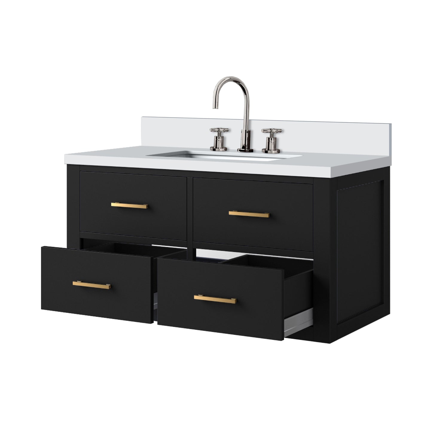Castor 36 in W x 22 in D Black Double Bath Vanity