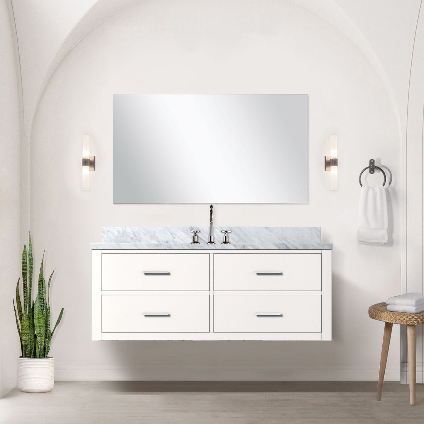 Castor 48 in W x 22 in D White Single Bath Vanity
