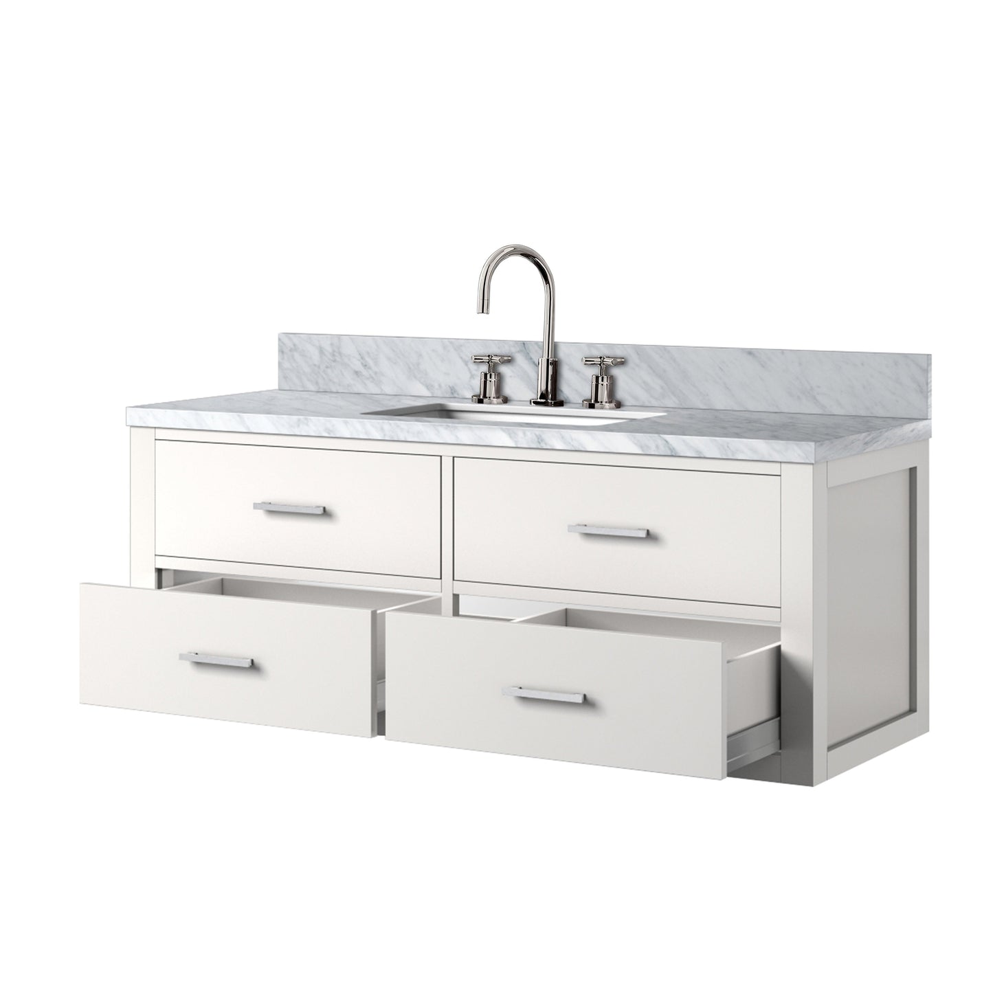 Castor 48 in W x 22 in D White Double Bath Vanity