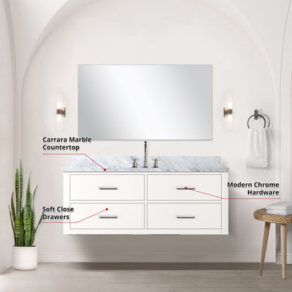 Castor 48 in W x 22 in D White Single Bath Vanity