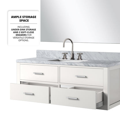 Castor 48 in W x 22 in D White Single Bath Vanity