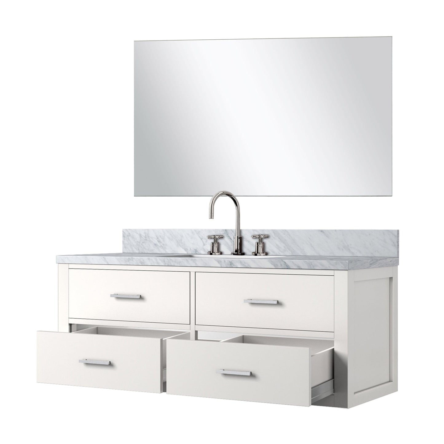 Castor 48 in W x 22 in D White Single Bath Vanity