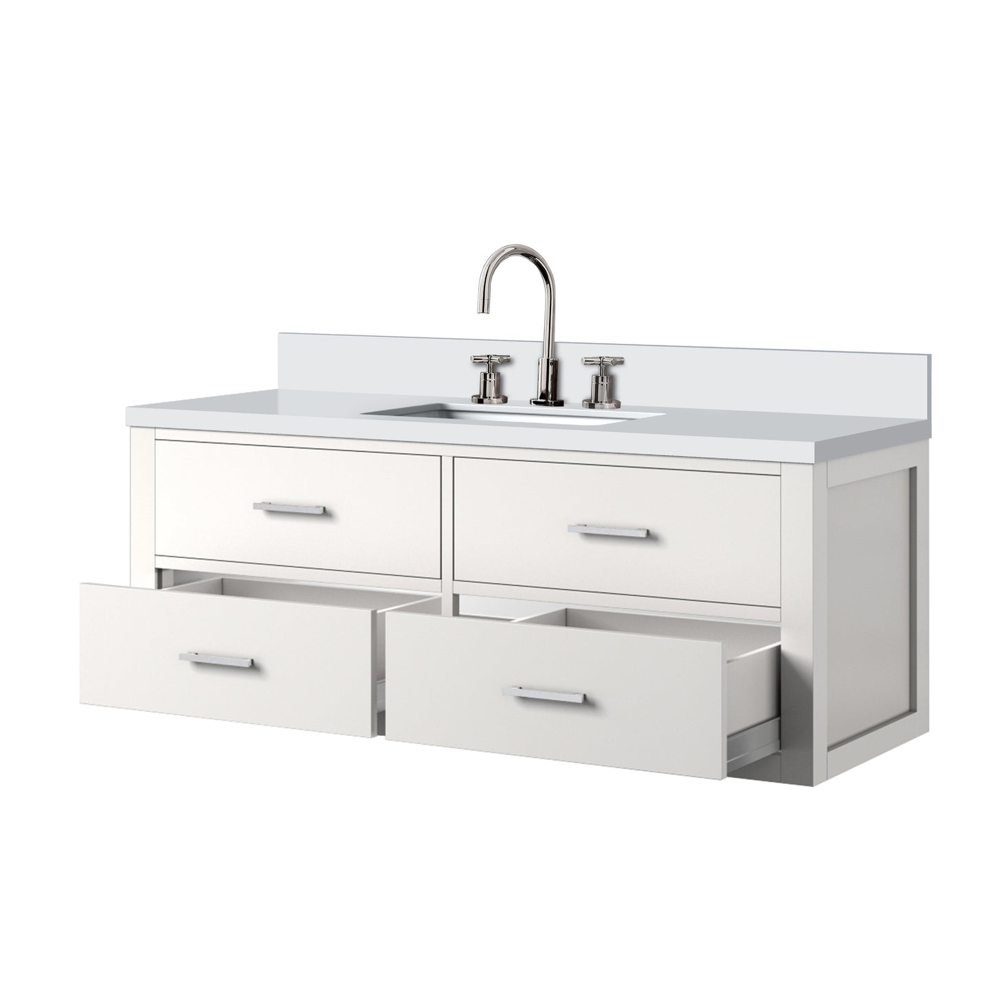 Castor 48 in W x 22 in D White Double Bath Vanity