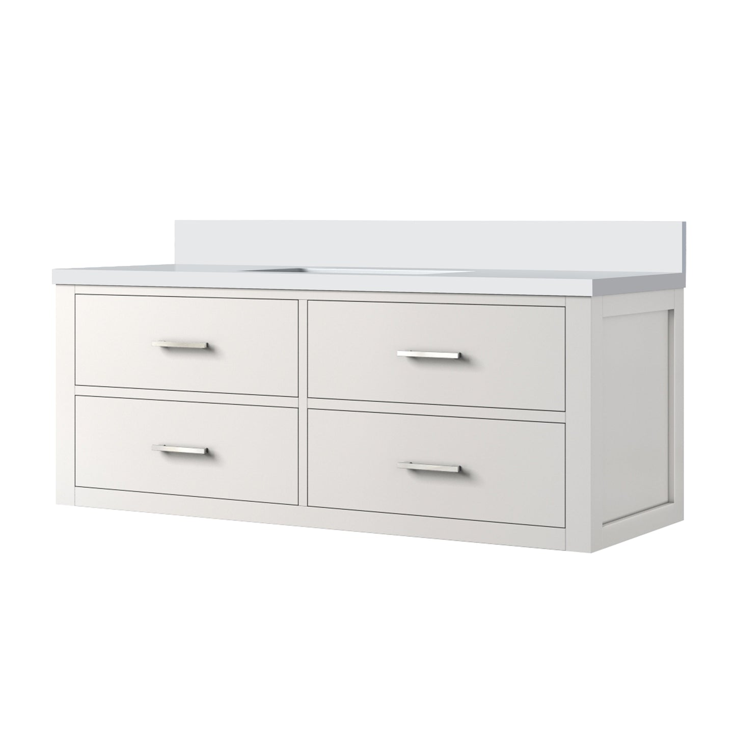 Castor 48 in W x 22 in D White Double Bath Vanity