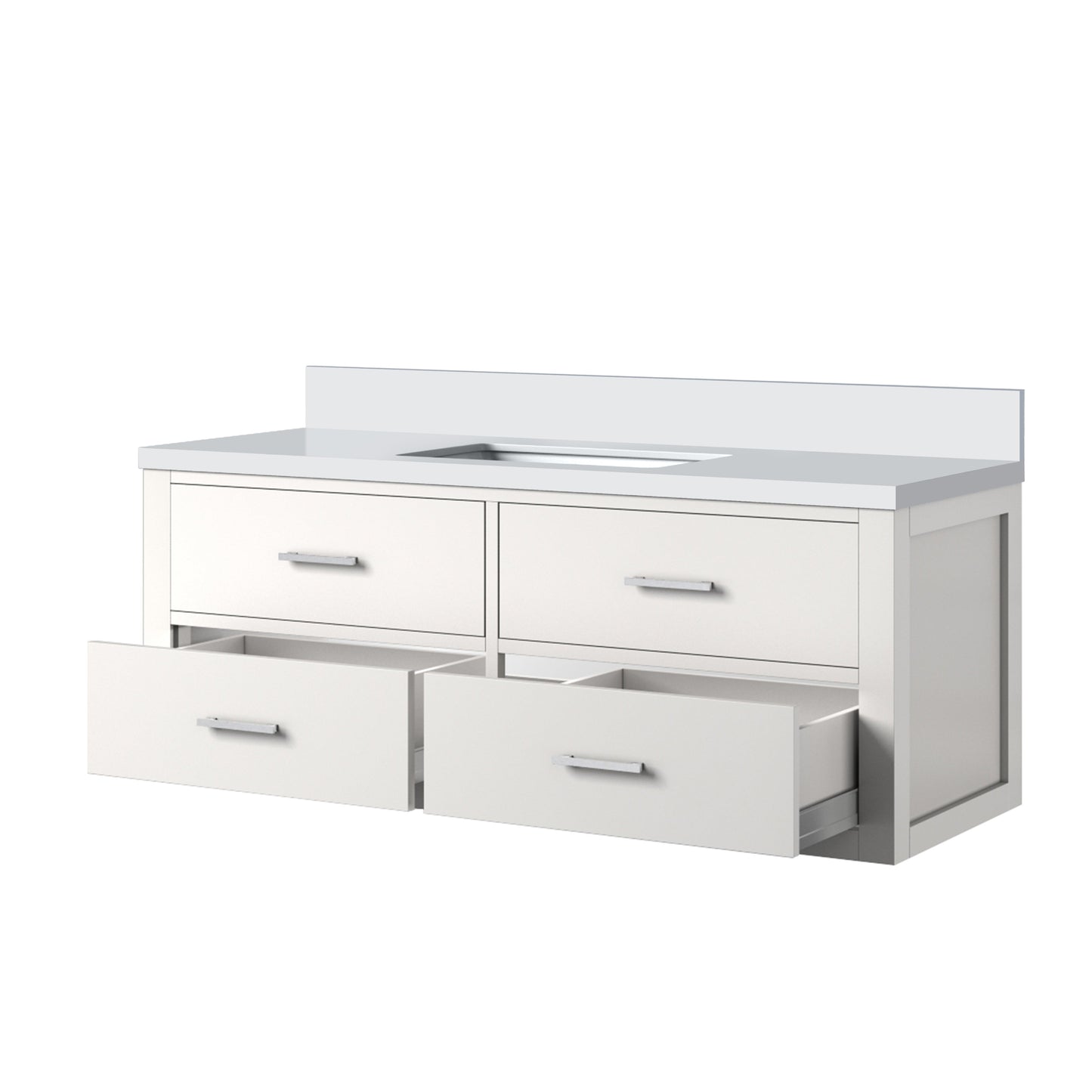 Castor 48 in W x 22 in D White Double Bath Vanity