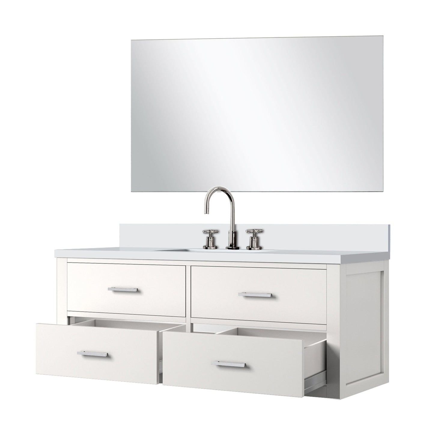 Castor 48 in W x 22 in D White Single Bath Vanity