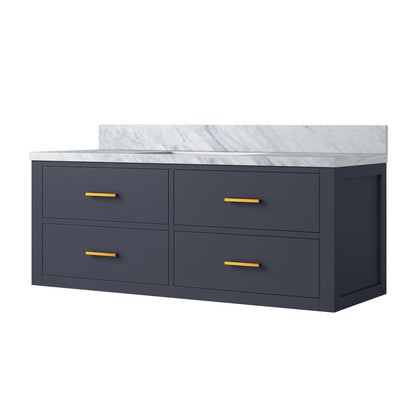 Castor 48 in W x 22 in D Blue Double Bath Vanity