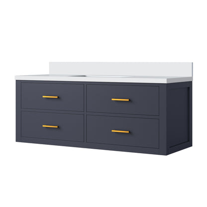 Castor 48 in W x 22 in D Blue Double Bath Vanity