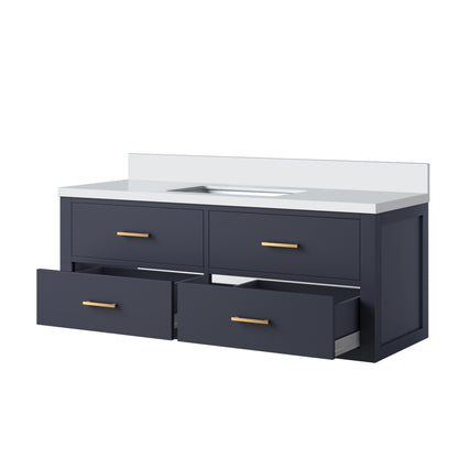 Castor 48 in W x 22 in D Blue Double Bath Vanity