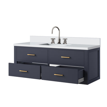 Castor 48 in W x 22 in D Blue Double Bath Vanity