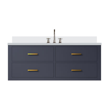 Castor 48 in W x 22 in D Blue Double Bath Vanity