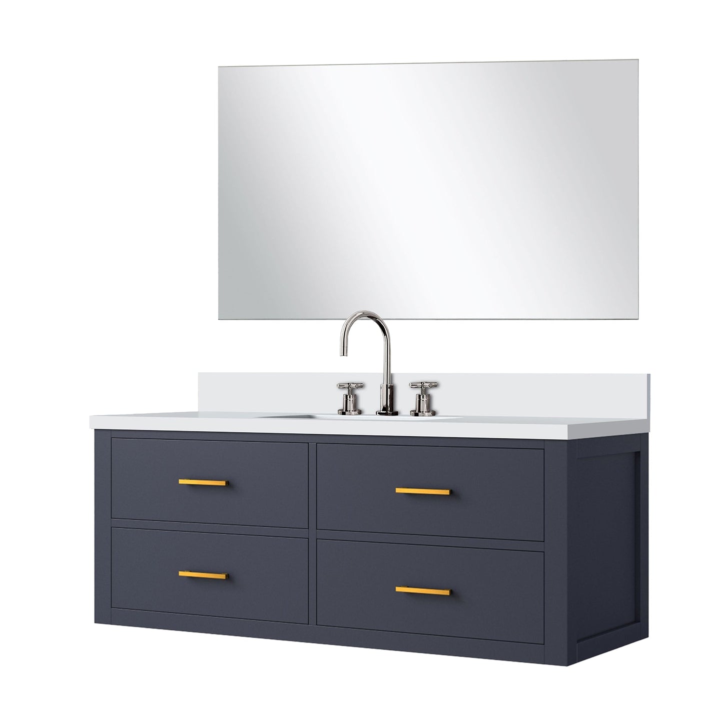 Castor 48 in W x 22 in D Blue Single Bath Vanity