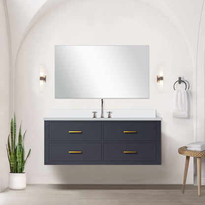 Castor 48 in W x 22 in D Blue Double Bath Vanity