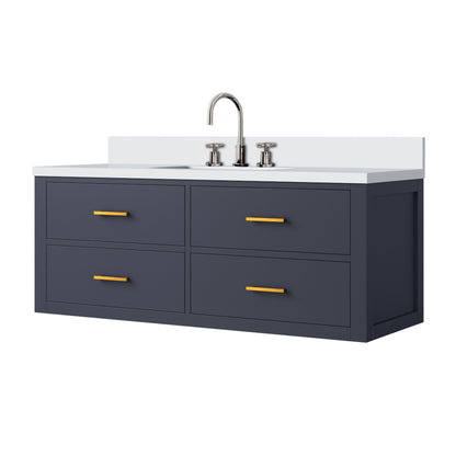 Castor 48 in W x 22 in D Blue Double Bath Vanity