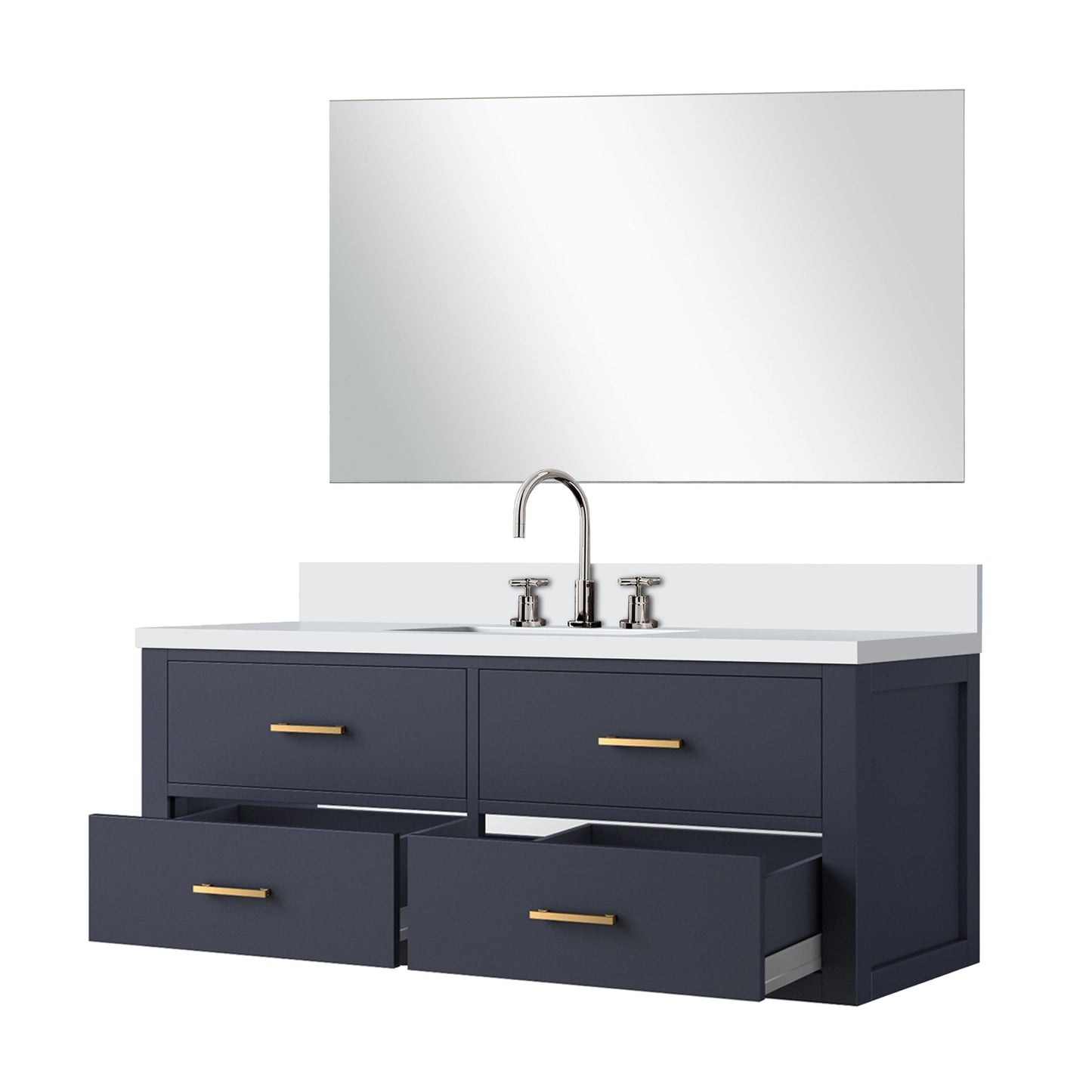 Castor 48 in W x 22 in D Blue Single Bath Vanity