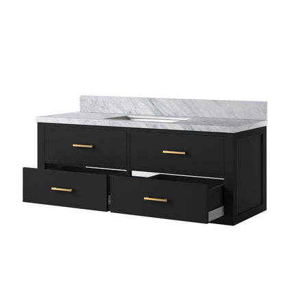 Castor 48 in W x 22 in D Black Double Bath Vanity