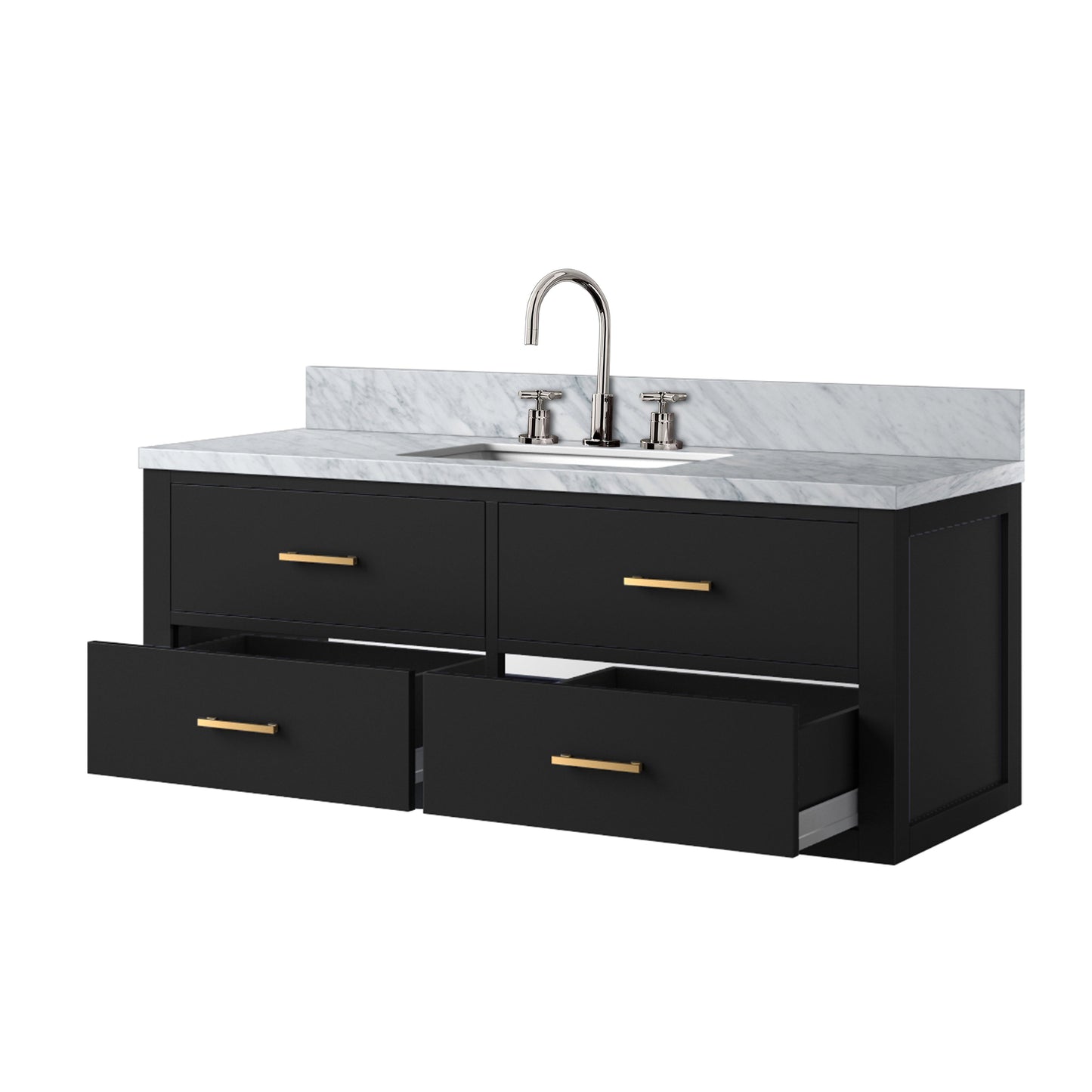 Castor 48 in W x 22 in D Black Double Bath Vanity