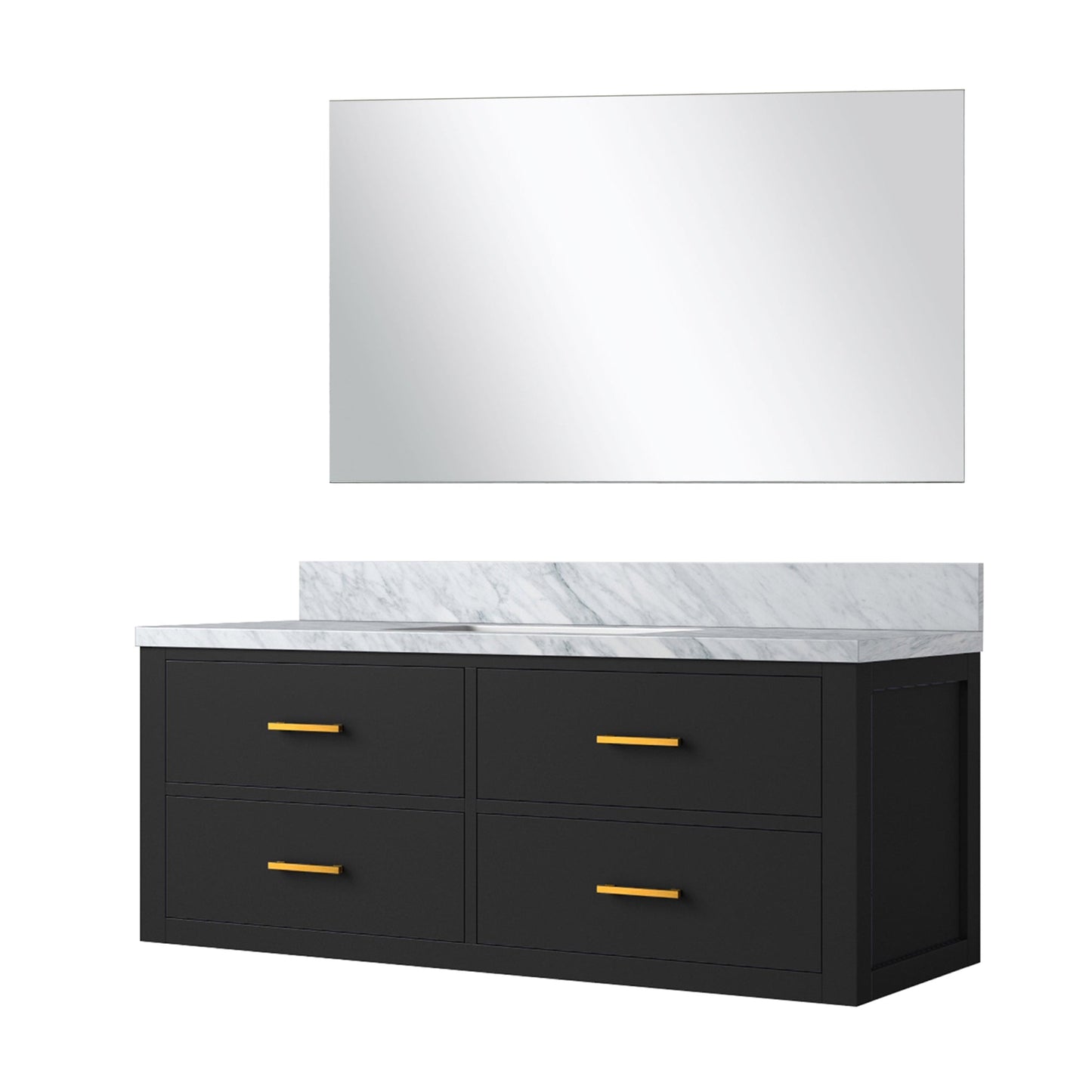 Castor 48 in W x 22 in D Black Single Bath Vanity