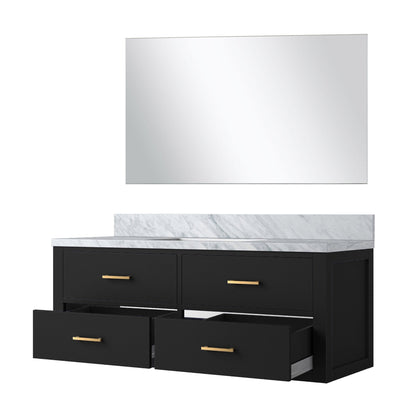Castor 48 in W x 22 in D Black Single Bath Vanity