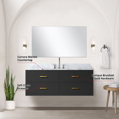 Castor 48 in W x 22 in D Black Single Bath Vanity