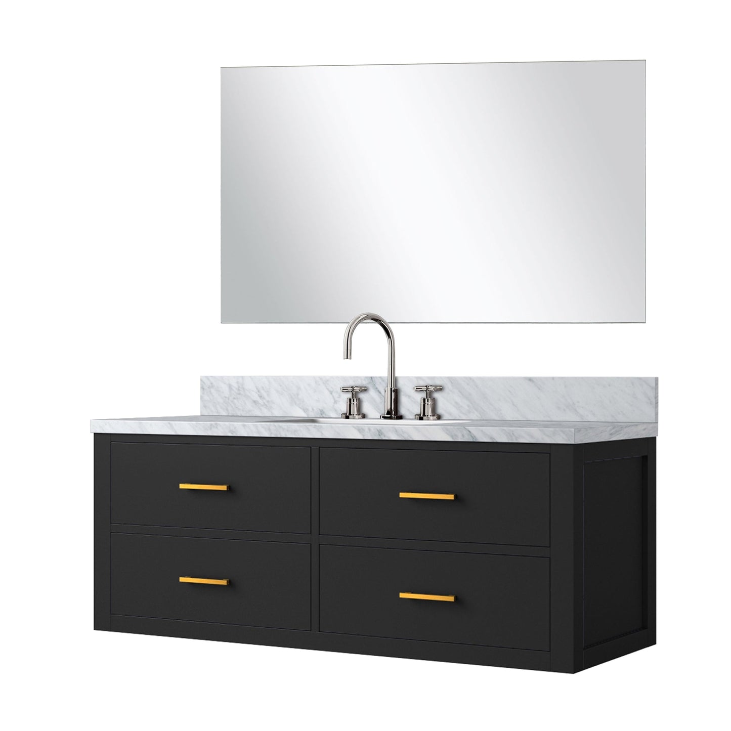 Castor 48 in W x 22 in D Black Single Bath Vanity