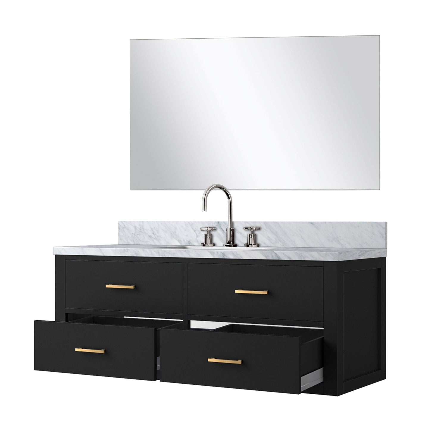 Castor 48 in W x 22 in D Black Single Bath Vanity