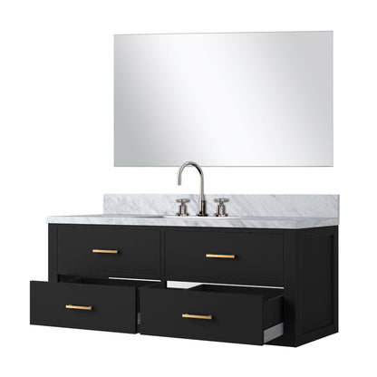 Castor 48 in W x 22 in D Black Single Bath Vanity