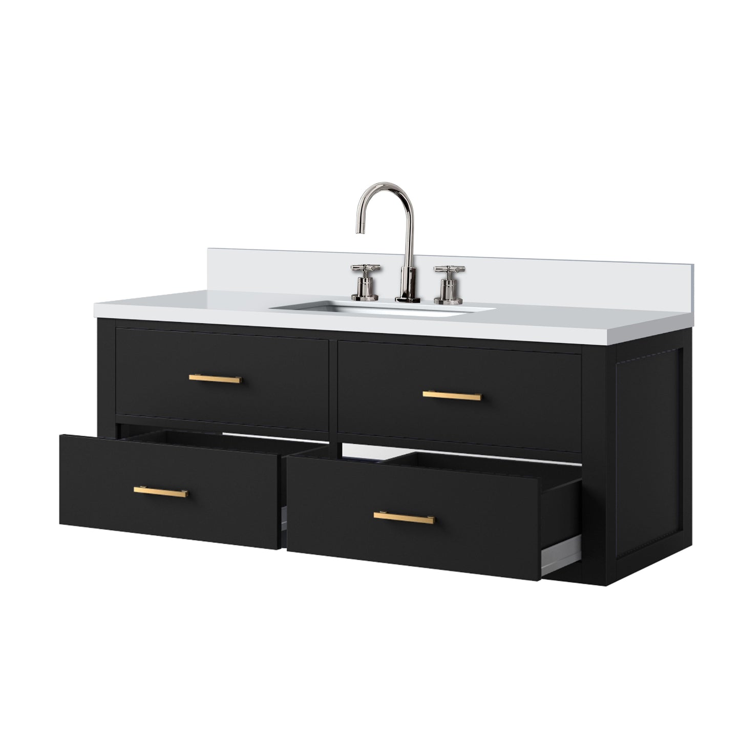 Castor 48 in W x 22 in D Black Double Bath Vanity
