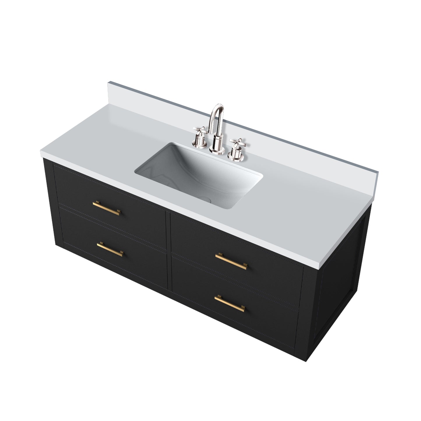 Castor 48 in W x 22 in D Black Double Bath Vanity
