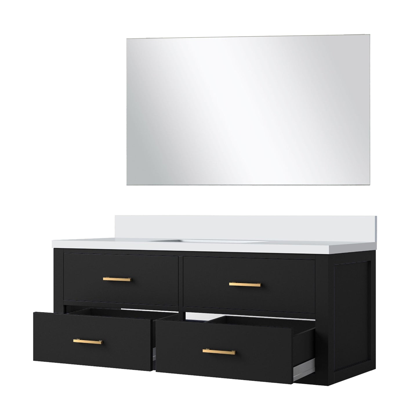 Castor 48 in W x 22 in D Black Single Bath Vanity