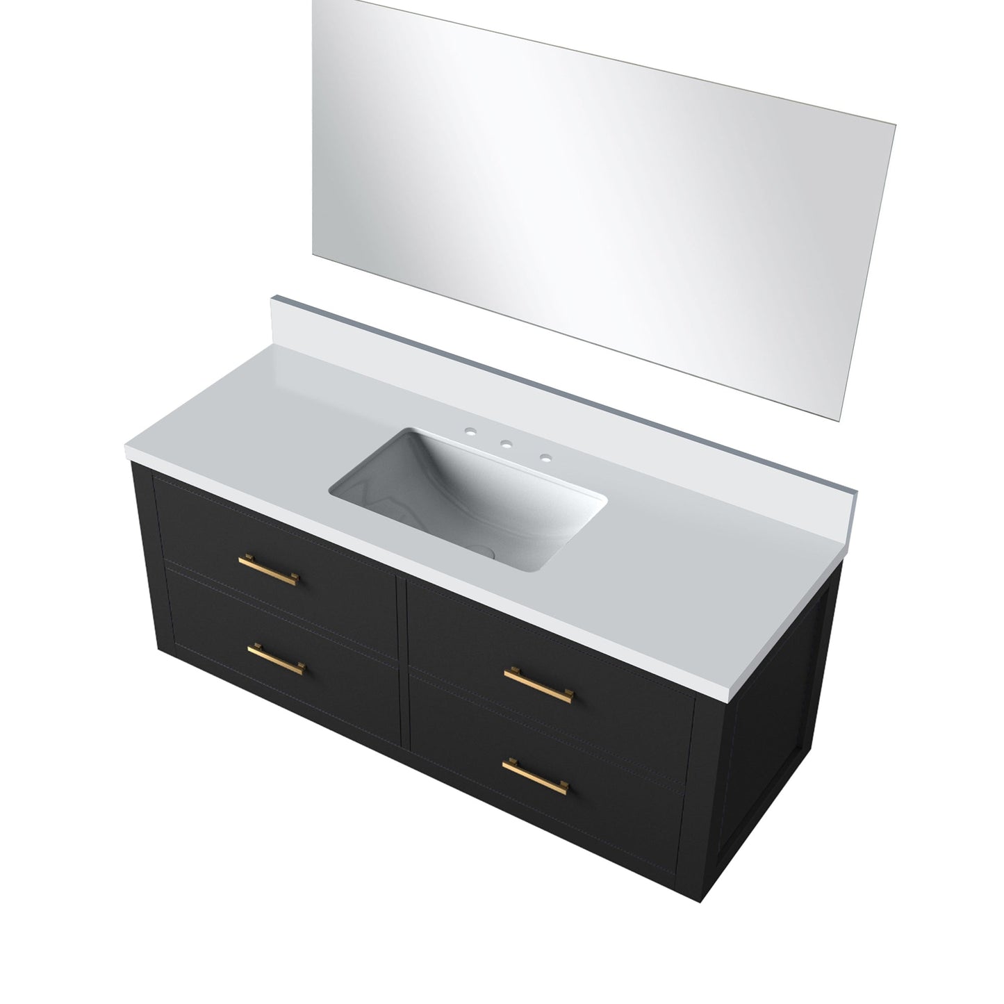 Castor 48 in W x 22 in D Black Single Bath Vanity