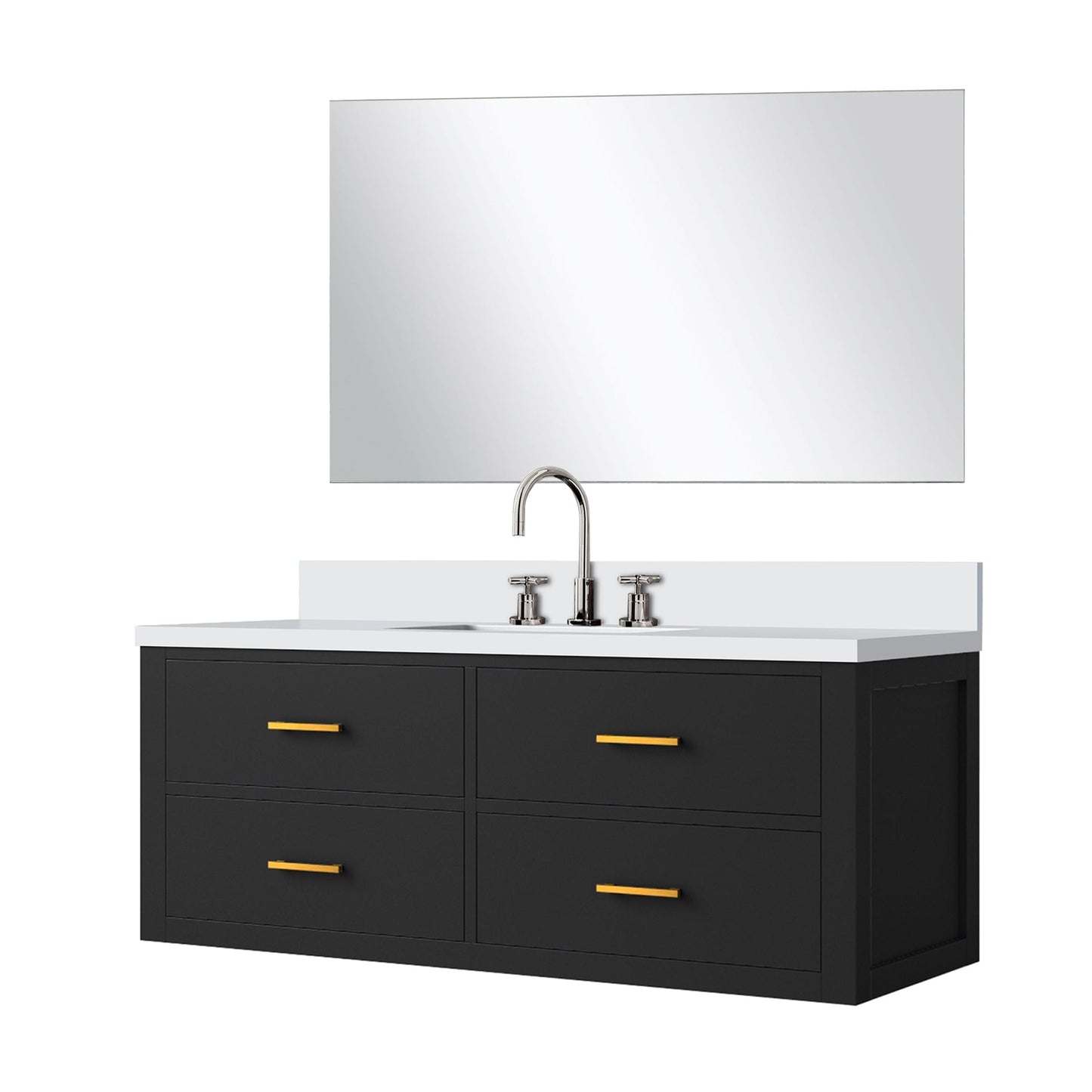 Castor 48 in W x 22 in D Black Single Bath Vanity