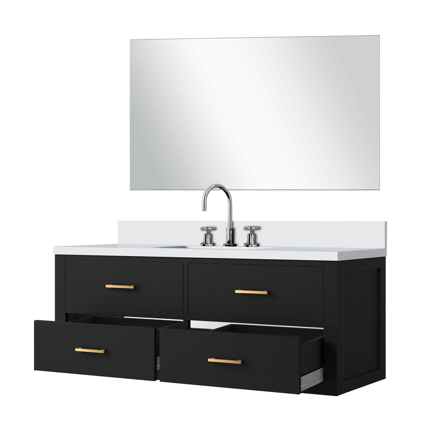 Castor 48 in W x 22 in D Black Single Bath Vanity