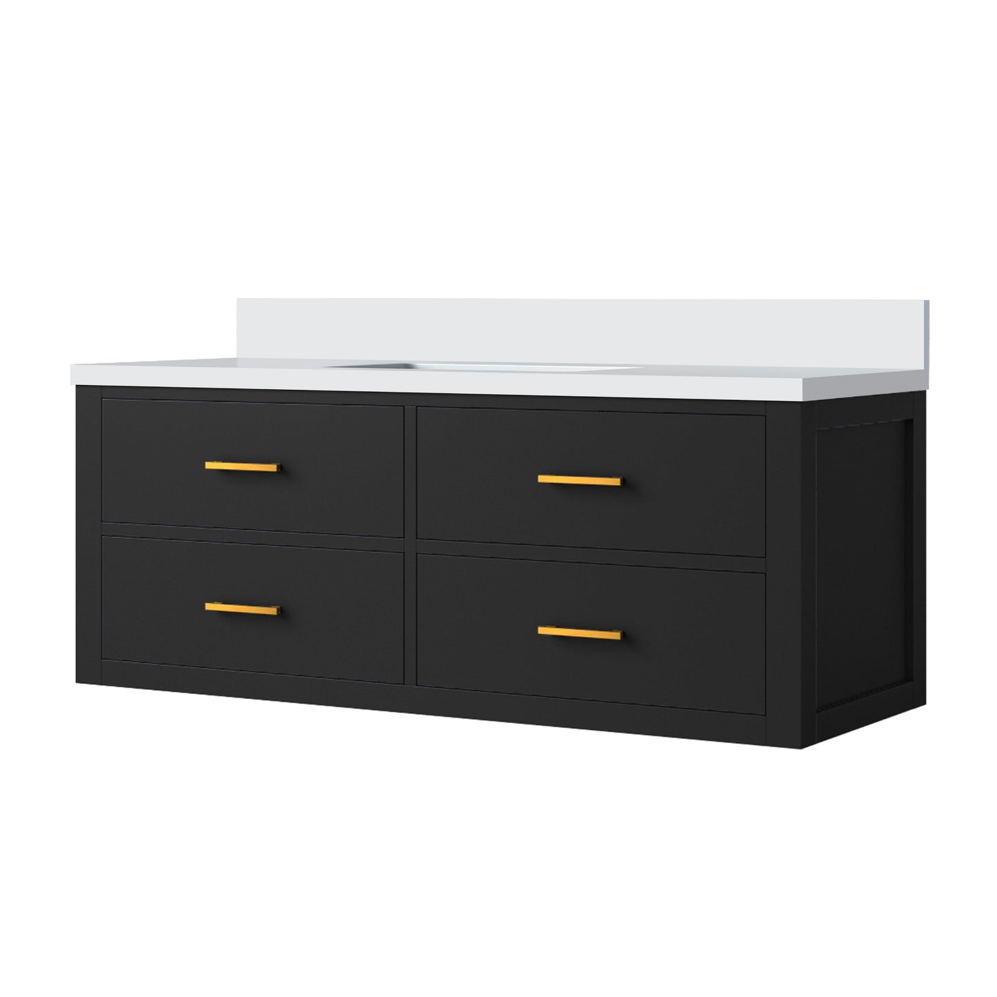 Castor 48 in W x 22 in D Black Double Bath Vanity