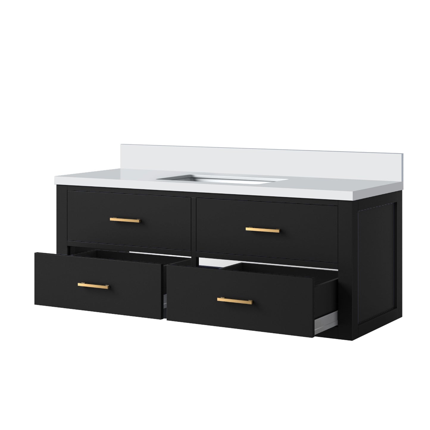 Castor 48 in W x 22 in D Black Double Bath Vanity
