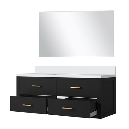 Castor 48 in W x 22 in D Black Single Bath Vanity