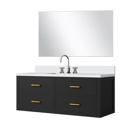 Castor 48 in W x 22 in D Black Single Bath Vanity