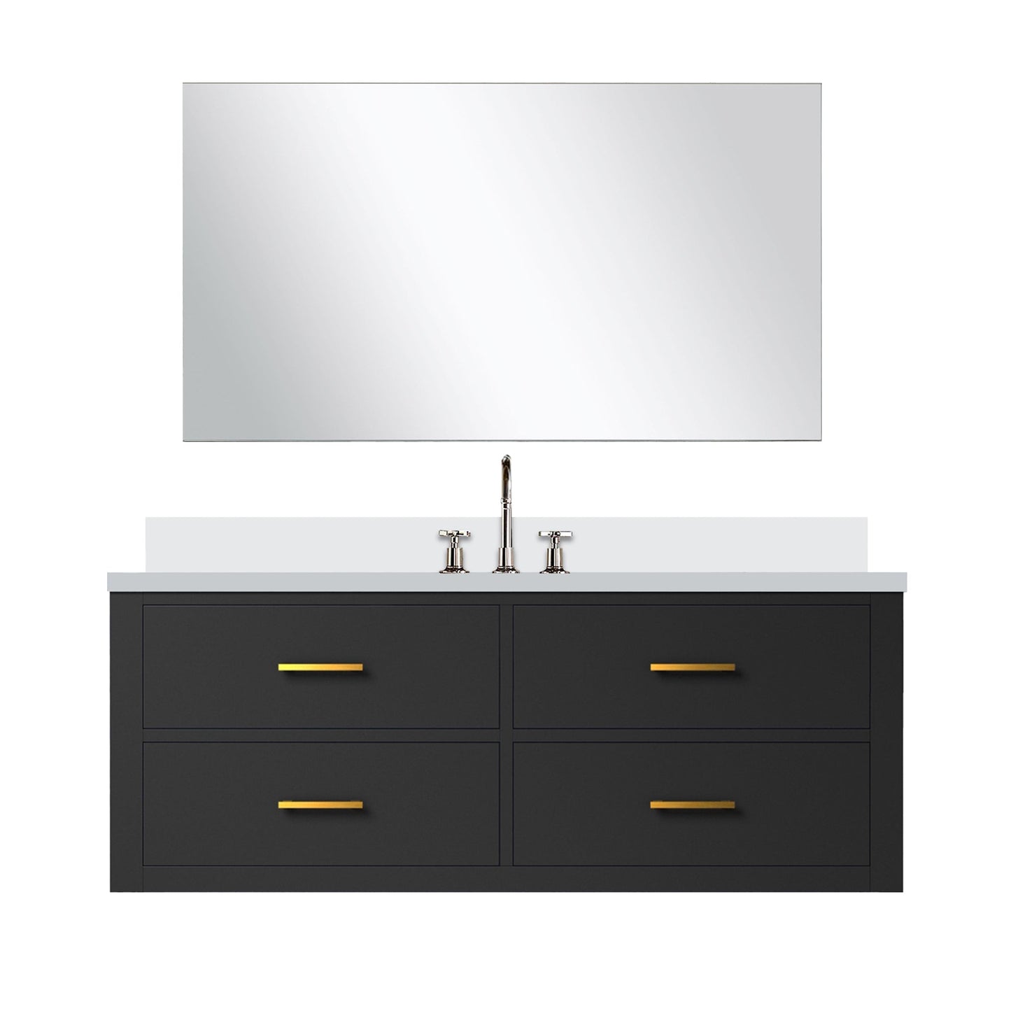 Castor 48 in W x 22 in D Black Single Bath Vanity