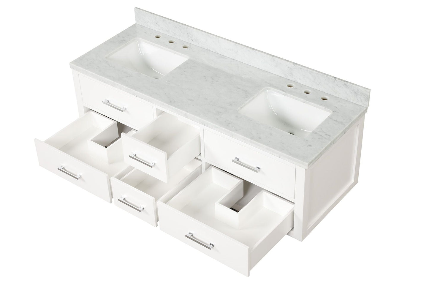 Castor 60 in W x 22 in D White Double Bath Vanity