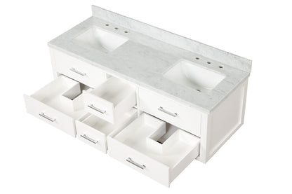 Castor 60 in W x 22 in D White Double Bath Vanity