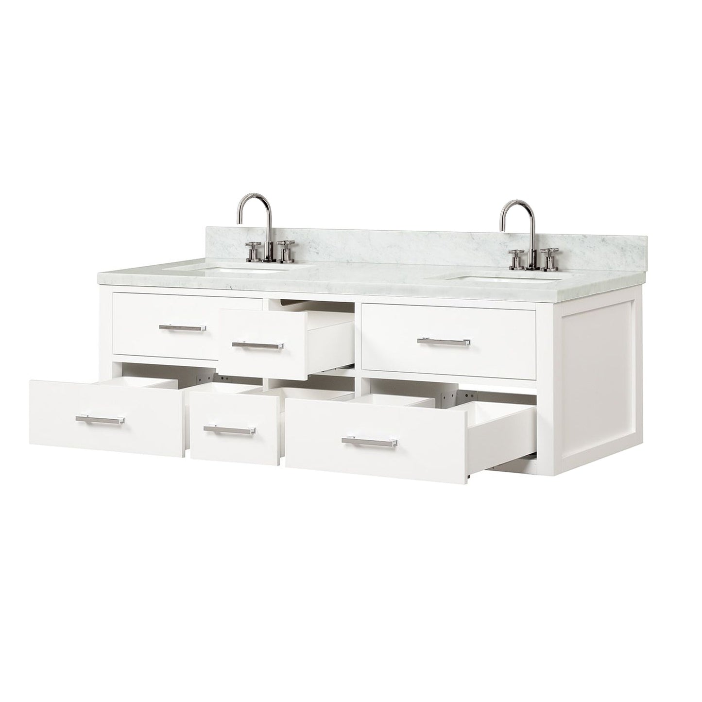 Castor 60 in W x 22 in D White Double Bath Vanity