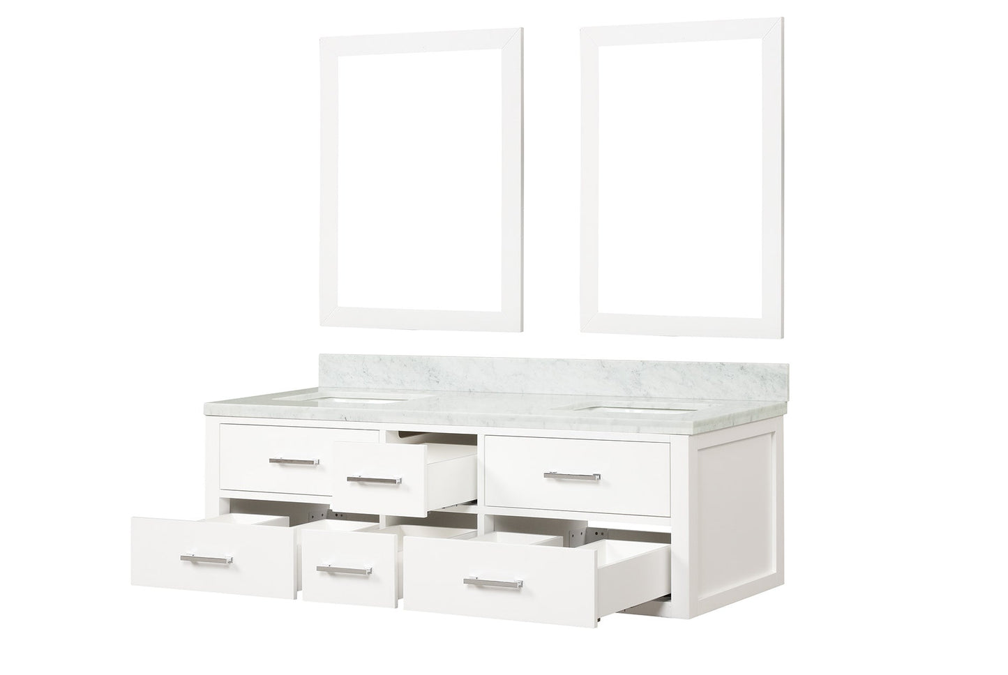 Castor 60 in W x 22 in D White Double Bath Vanity