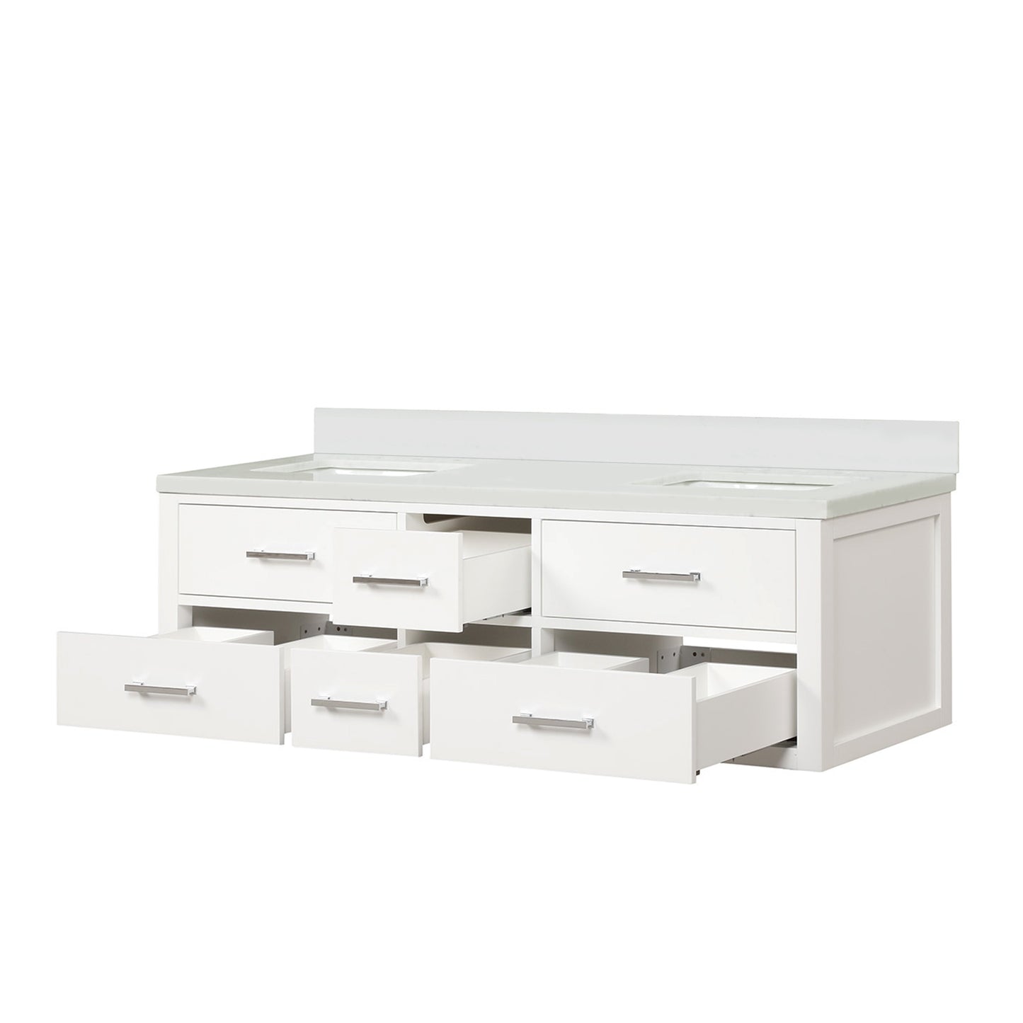 Castor 60 in W x 22 in D White Double Bath Vanity