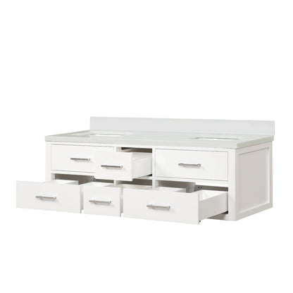 Castor 60 in W x 22 in D White Double Bath Vanity
