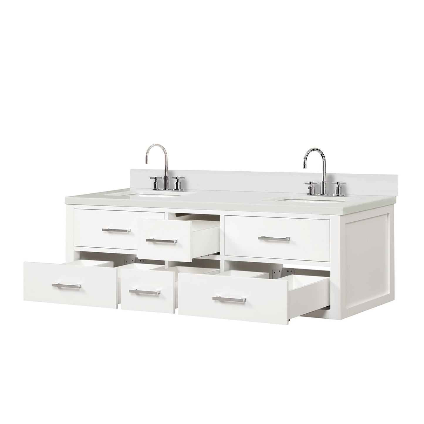 Castor 60 in W x 22 in D White Double Bath Vanity