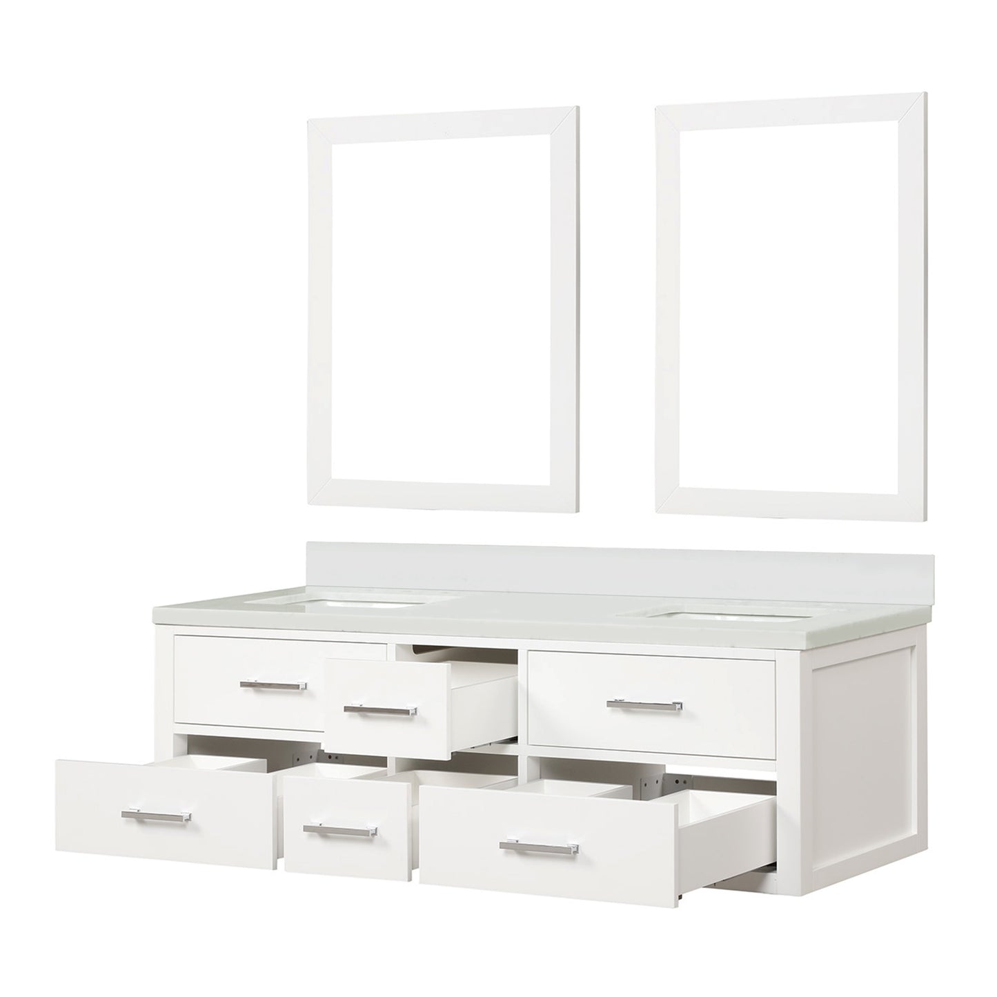 Castor 60 in W x 22 in D White Double Bath Vanity