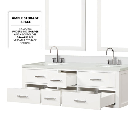 Castor 60 in W x 22 in D White Double Bath Vanity