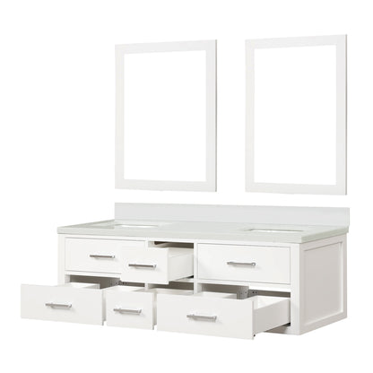 Castor 60 in W x 22 in D White Double Bath Vanity